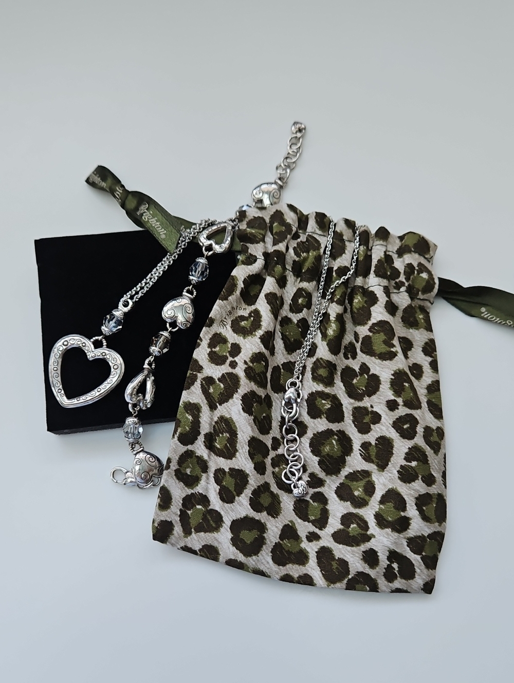 Brighton Silver-tone Heart Motif Necklace & Bracelet Set with Filagree Design